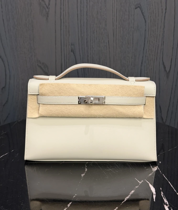 Hermès KELLY POCHETTE VEAU SWIFT GRIS PERLE PHW KPSGP 9