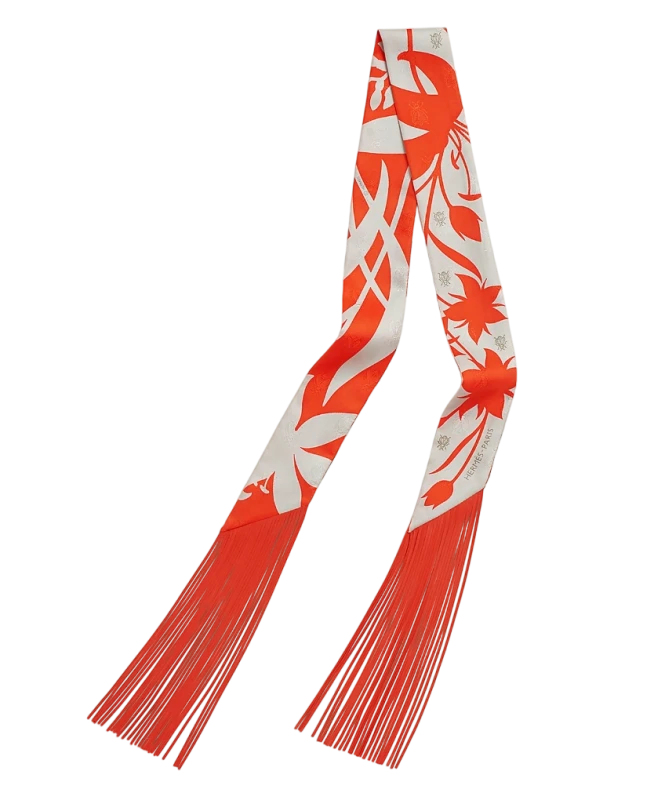 Hermès Bouquet Final leather fringe Twilly H064317S 03 1