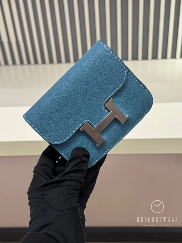 Hermès Constance Slim Wallet Evercolor Bleu Jean CSWBJ 3