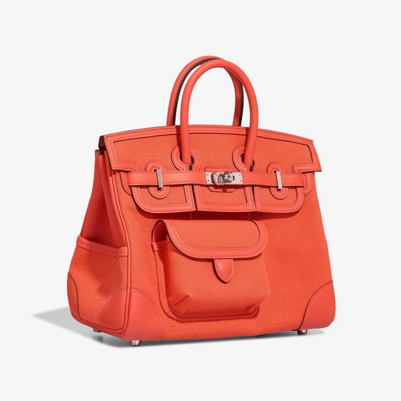 Hermès BIRKIN CARGO 25 VEAU SWIFT / CANVAS ORANGE FIELD PHW B25Cargo 3