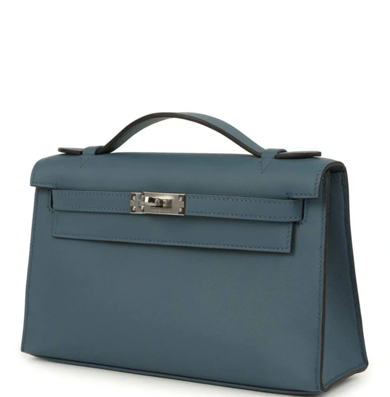 Hermès Pochette Kelly Mini Veau Swift Bleu Tempete H049417CK 5