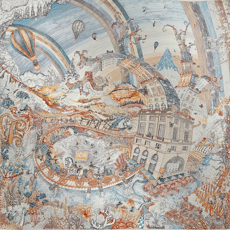 Hermès Les Folies du Faubourg scarf 90 H004147S 04 1