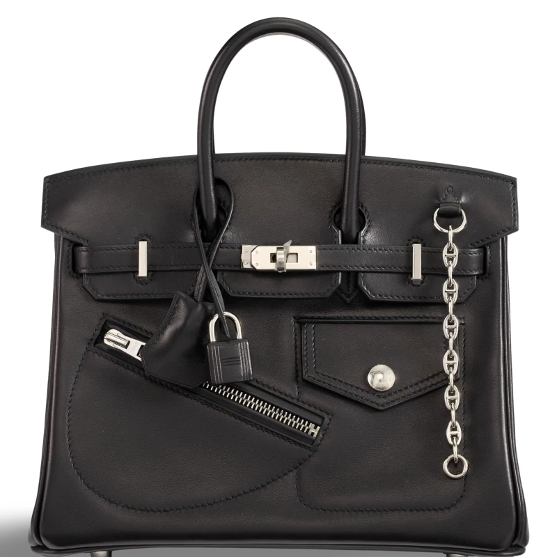 BIRKIN 25 "ROCK" LIMITED EDITION VEAU VOLUPTO NOIR PHW