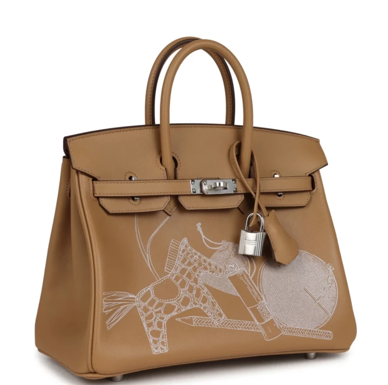 Hermès BIRKIN 25 IN & OUT LIMITED EDITION VEAU SWIFT BISCUIT PHW B25INOUT 1