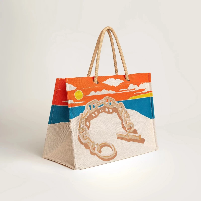 Hermès ESCALE A LA PLAGE BEACH BAG ACIER H103743M 01 3