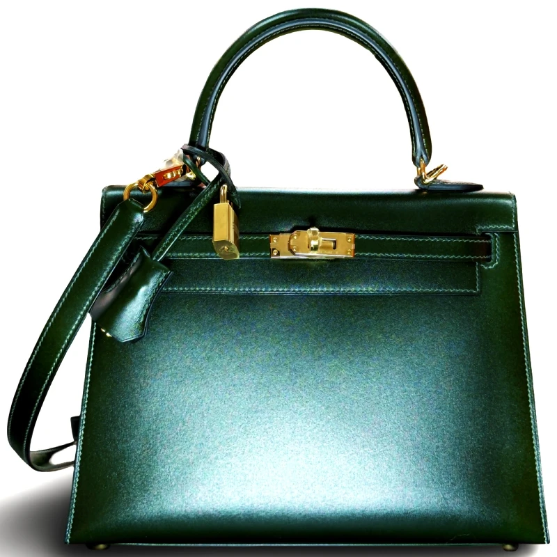 Hermès KELLY SELLIER 25 CALF BOX VERT FONCE GHW K25BN 1