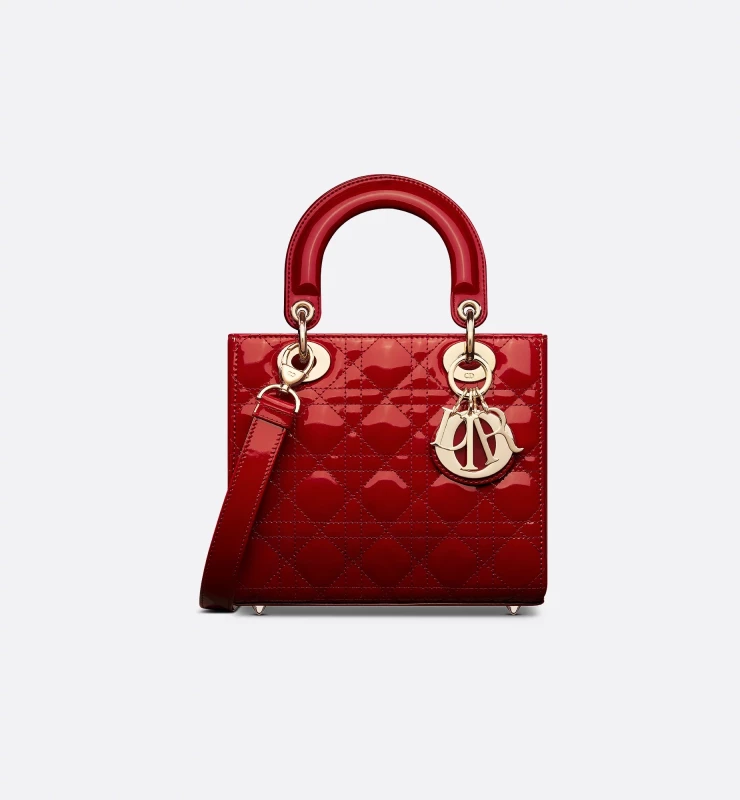 CHRISTIAN DIOR Medium Lady DIOR Bag Cherry Red Patent Cannage Calfskin M0531OWCB_M323 6