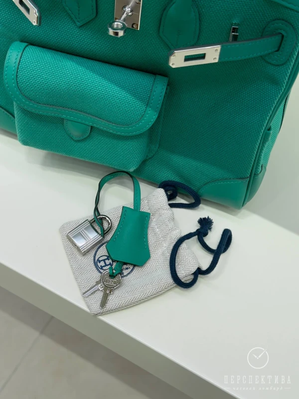 Hermès BIRKIN CARGO 25 VEAU SWIFT / CANVAS VERT VERTIGO PHW B25Cargo 6