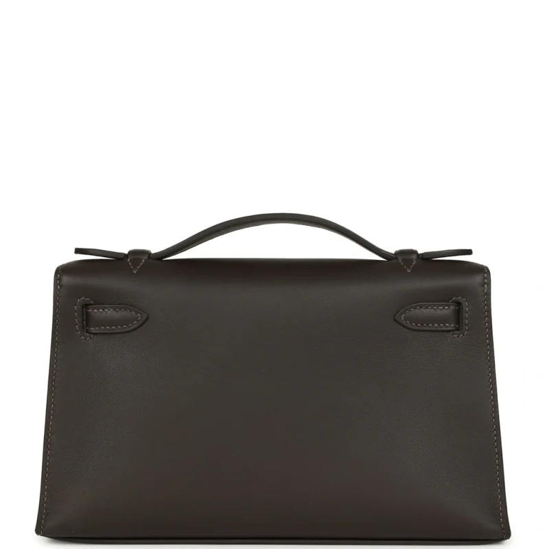 Hermès Kelly Pochette Bai-Brun Swift GHW KPSBB 4