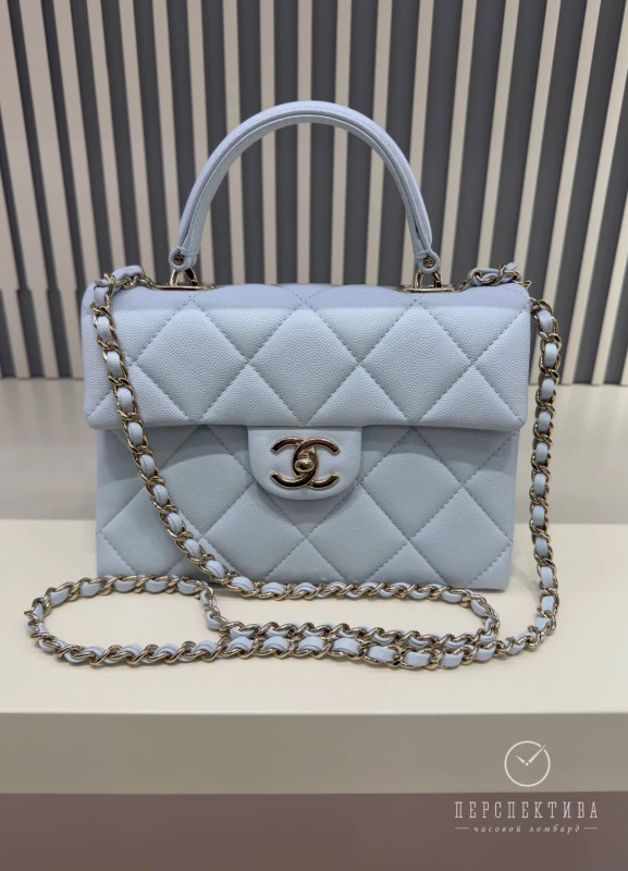 Chanel Blue Quilted Caviar Leather Mini Retro Twist Top Handle Bag CBQCLB 9