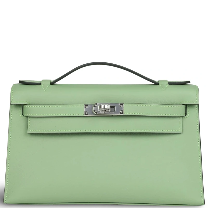 KELLY POCHETTE VEAU SWIFT VERT CRIQUET PHW