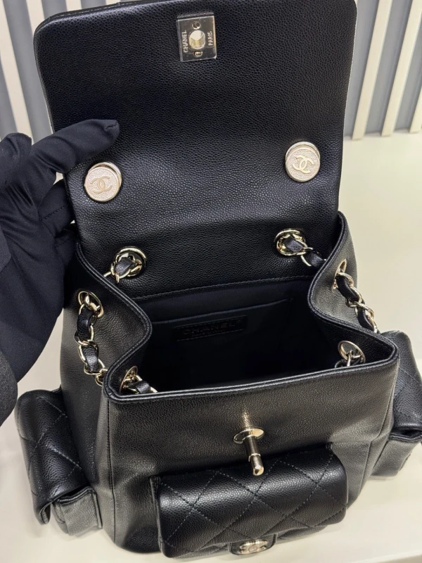 Chanel CAVIAR SKIN BLACK DUMA BACKPACK AS4398B 2