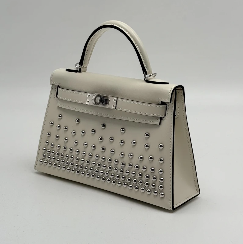 Hermès KELLY 20 VEAU BOX STUDDED CREAM PHW K20BSC 4