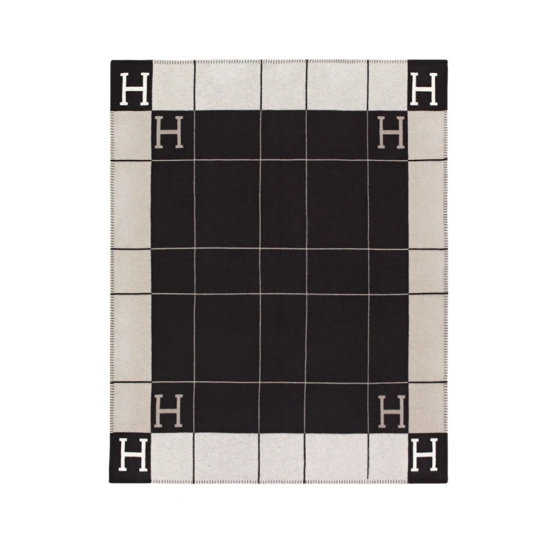 Hermès Avalon III throw blanket Ecru/Noir AVNoir 2