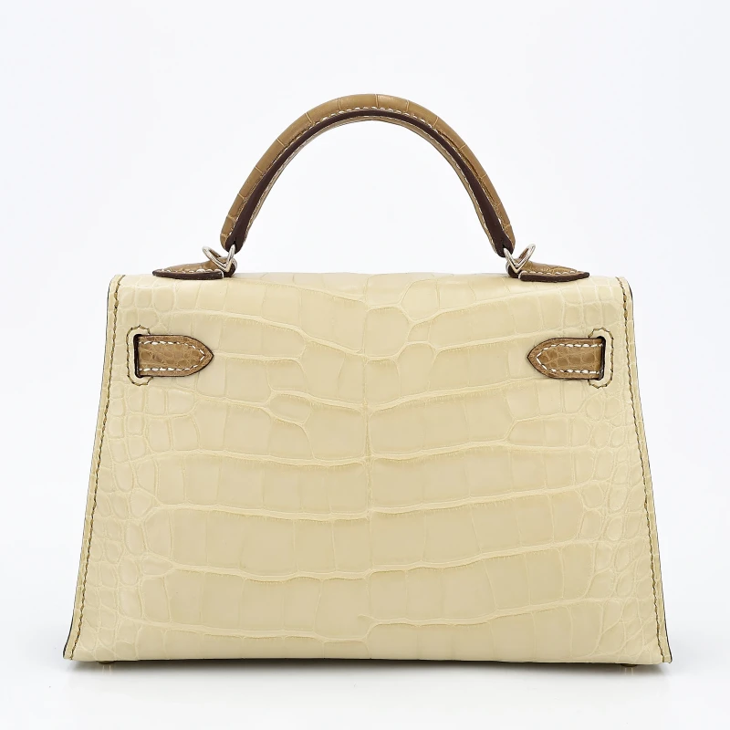 Hermès KELLY 20 HSS MATE ALLIGATOR VANILLE/KRAFT PBHW K20AKV 2