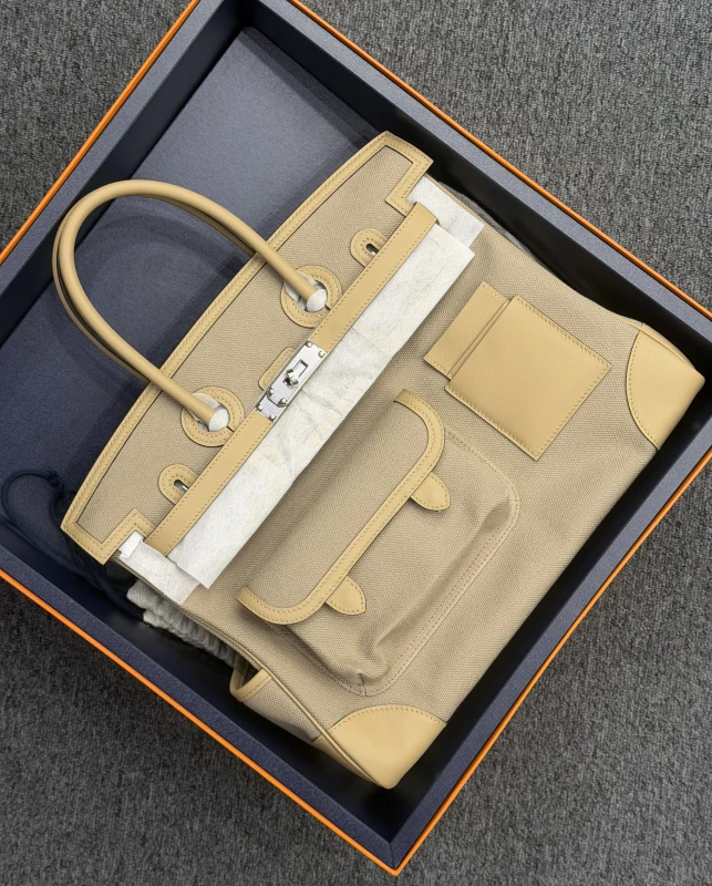 Hermès BIRKIN CARGO 35 VEAU SWIFT TOILE BEIGE/MARFA/POUSSIERE PHW B35Cargo 9