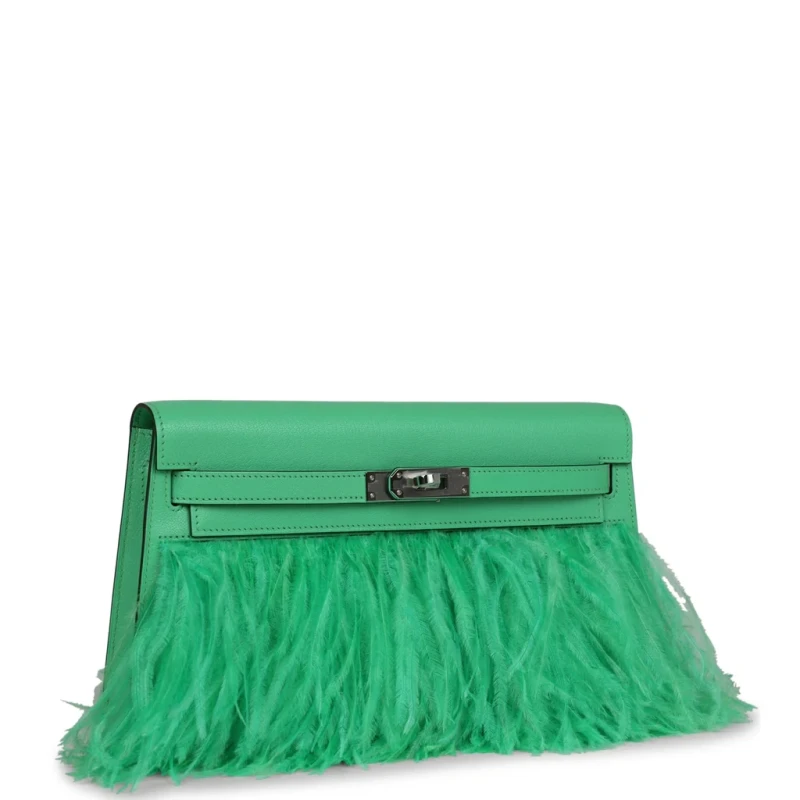 Hermès Hermès Kelly Elan Foile Vert Comics Chevre and Ostrich Feather PHW KEFVC 2