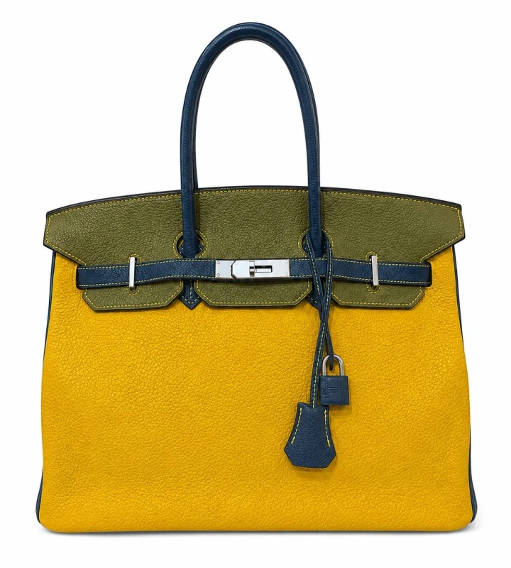 BIRKIN 35 BLUE ELECTRIQUE VEAU TOGO PHW