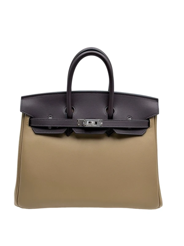 BIRKIN 25 BICOLORE VEAU SWIFT DUNE/ROUGE SELLIER