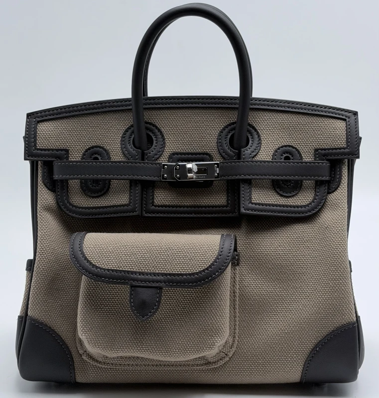 Hermès BIRKIN CARGO 25 VEAU SWIFT / TOILE MOUSSE / BAI-BRUN PHW B25Cargo 2