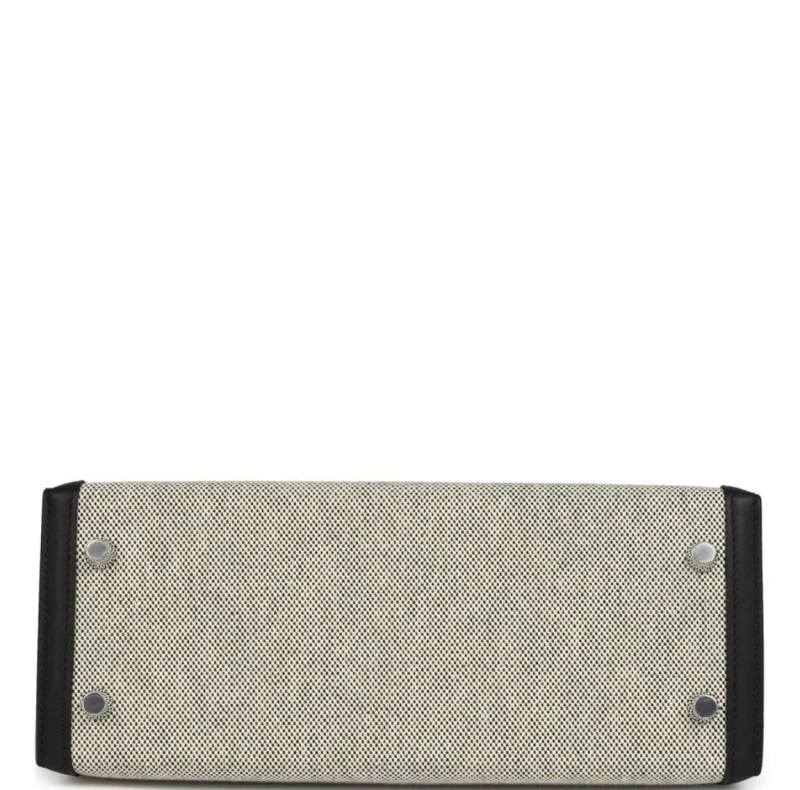 Hermès Kelly 25 T&C Toile/Veau Swift Ecru-Noir/Noir H082736CK 5