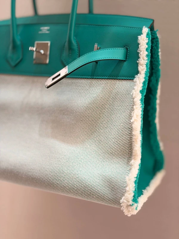 Hermès Birkin Fray 35 Swift / Toile Vert Menthe B35Toile 4