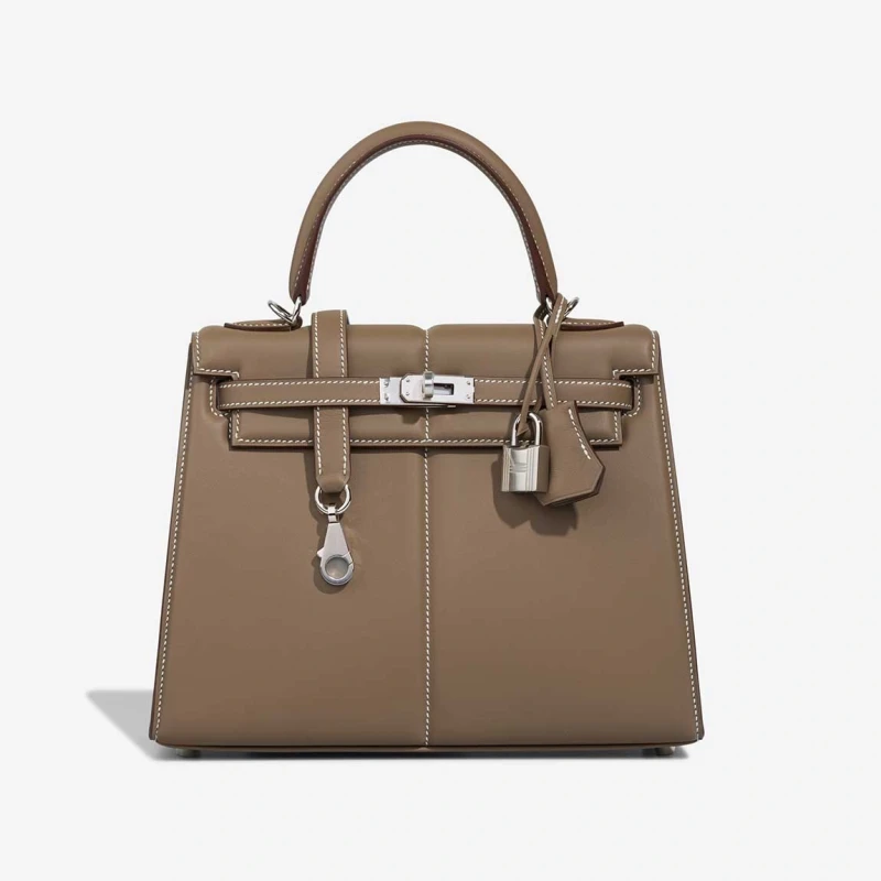 Hermès KELLY 25 SWIFT PADDED SELLIER ETOUPE PHW K25SE 4