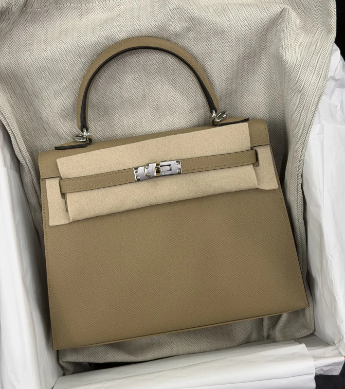 Hermès KELLY SELLIER 25 VEAU EPSOM POUSSIERE ELECTRUM HARDWARE K25EP 8