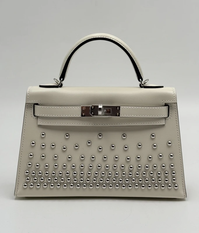 Hermès KELLY 20 VEAU BOX STUDDED CREAM PHW K20BSC 2
