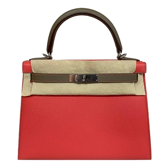 HERMES KELLY II 28 SELLIER VEAU EPSOM ROSE AZALEE/ETOUPE PHW