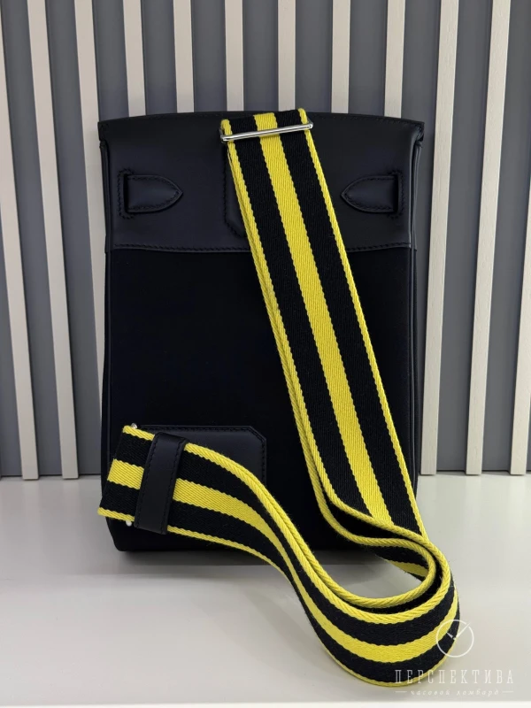 Hermès Hac a Dos PM backpack noir / new lime Woolycot / Swift H085316CKAA 4