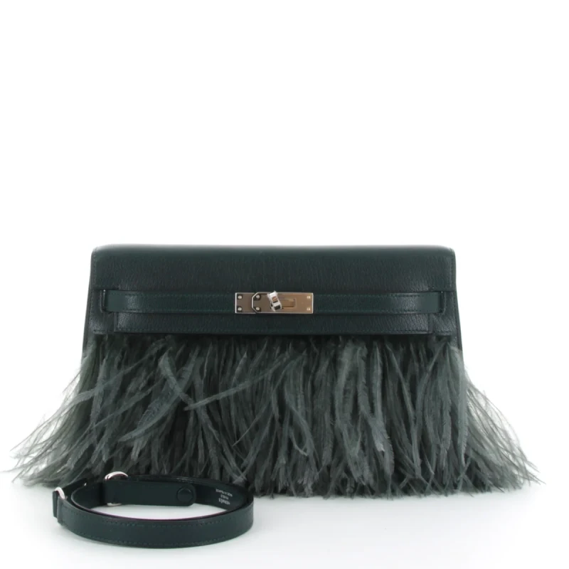 Hermès Kelly Elan Folie Vert Cypress Chèvre/ Vert Mangrove Feather PHW KEFVCVM 5