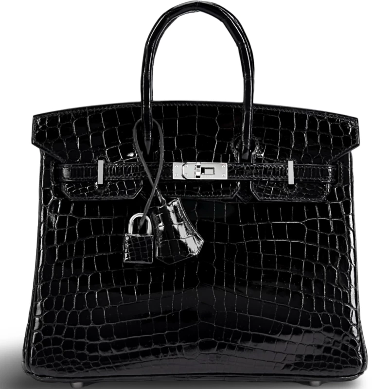 BIRKIN 25 CROCODILE POROSUS NOIR PHW