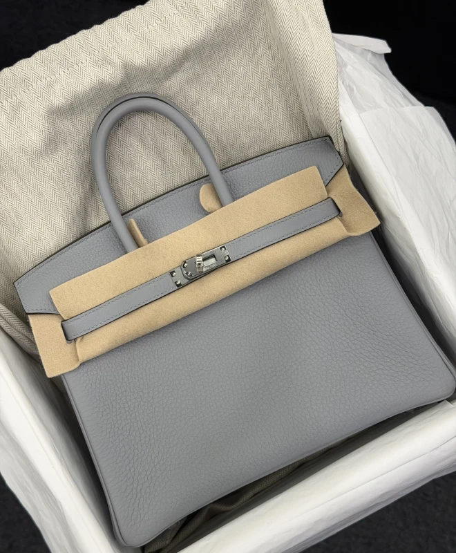 Hermès BIRKIN 25 VEAU TOGO GRIS PANTIN PHW B25TGM 8