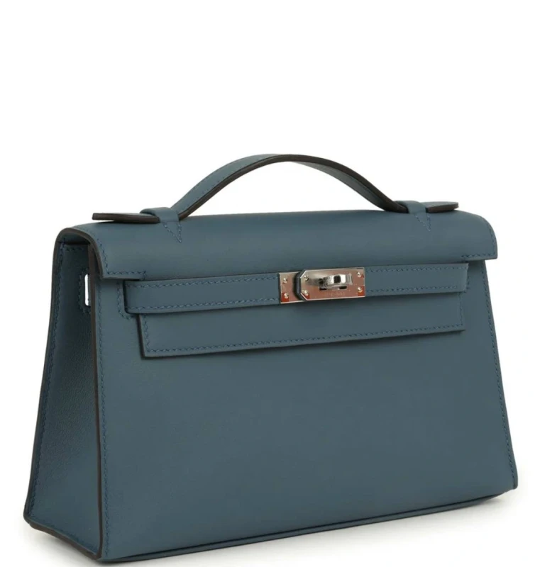 Hermès Pochette Kelly Mini Veau Swift Bleu Tempete H049417CK 2