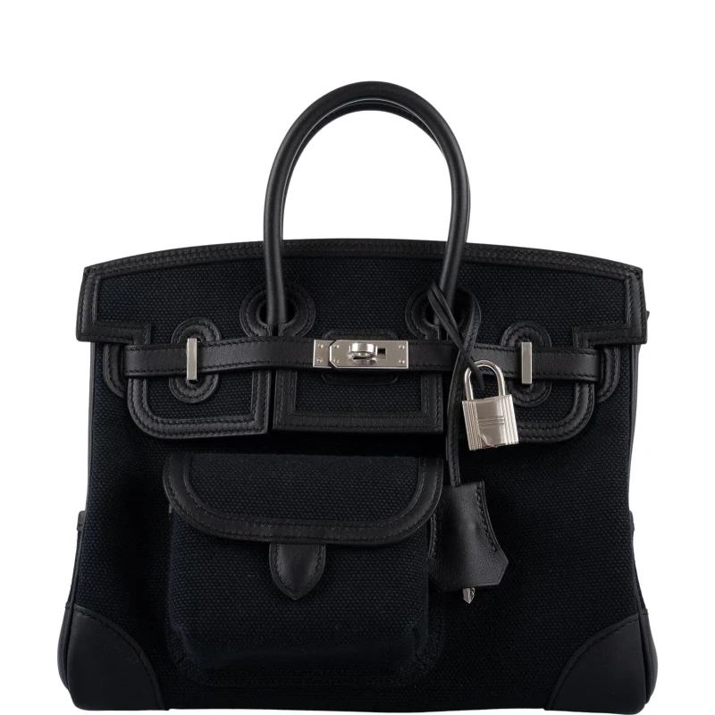 BIRKIN CARGO 25 BLACK TOILE GOELAND / SWIFT PHW