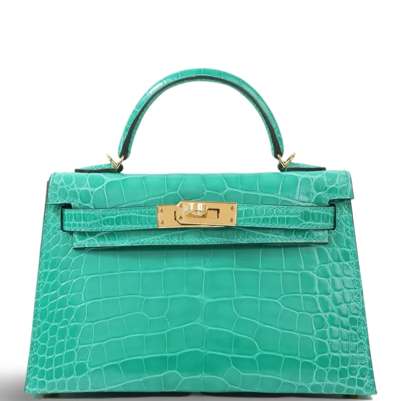 Hermès KELLY 20 MINI CROCODILE LISSE VERT JADE GHW K20AVJ