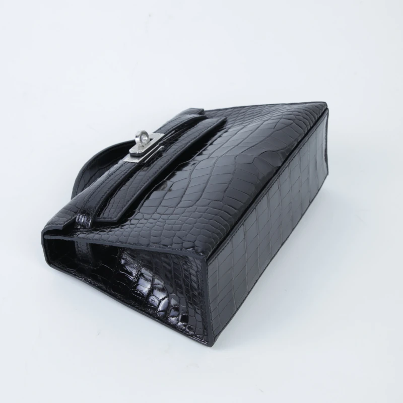 Hermès KELLY POCHETTE HSS ALLIGATOR MISSISSIPPIENSIS SHINY  NOIR/ WHITE INTERIOR PHW KPAN 4