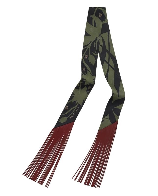 Hermès Bouquet Final leather fringe Twilly H064317S 02 1