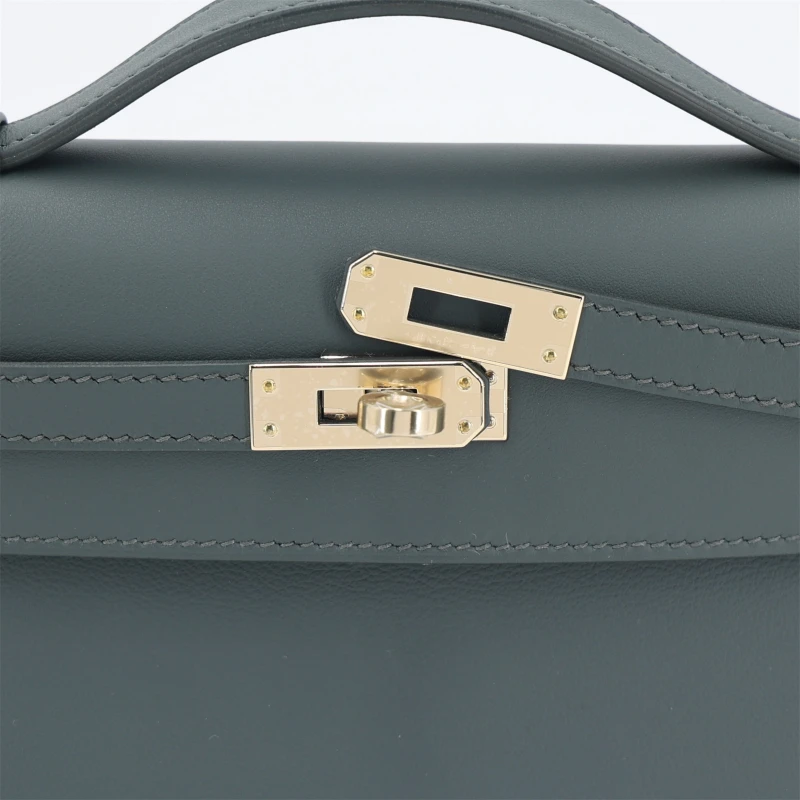 Hermès KELLY POCHETTE VEAU SWIFT VERT MANGROVE PBHW KPSVM 5