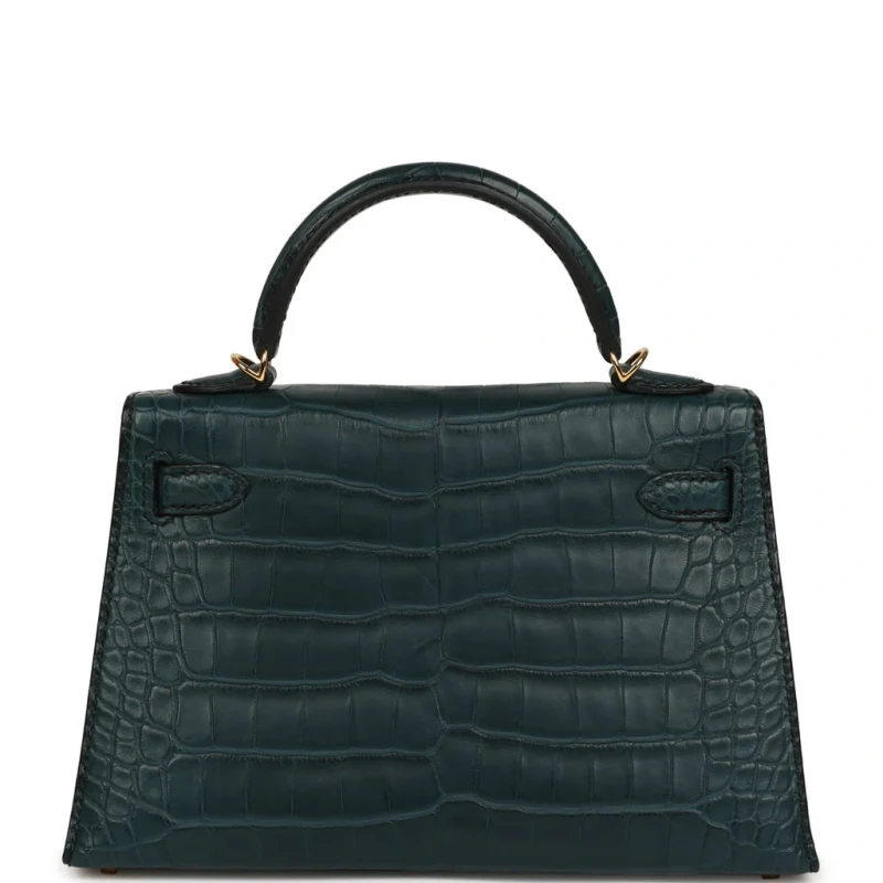 Hermès KELLY 20 MATE ALLIGATOR VERT ROUSSEAU GHW K20AVR 4