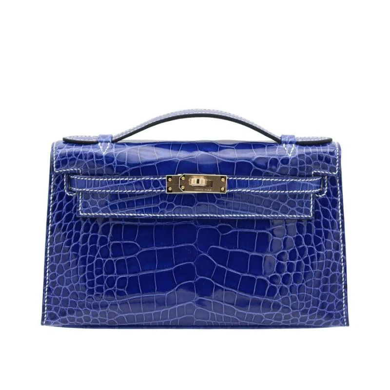 KELLY POCHETTE CROCODILE NILOTICUS NOIR WGDHW