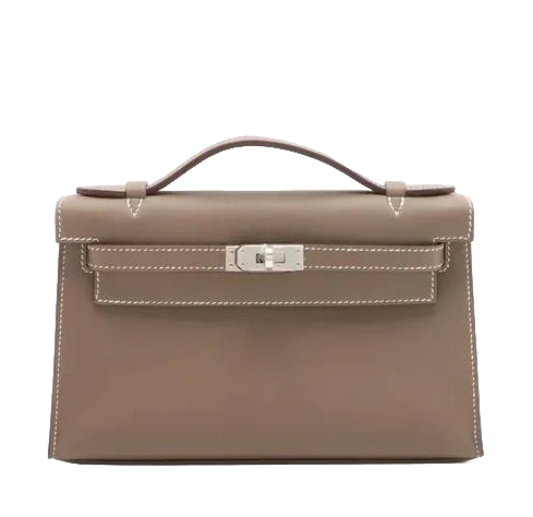 Hermès Kelly Pochette Veau Swift Etoupe PHW HKPSP 1