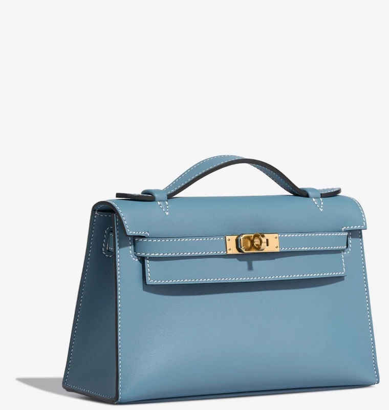 Hermès KELLY POCHETTE VEAU SWIFT BLEU JEAN GHW KPSBJ 5