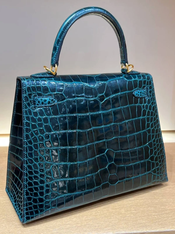 Hermès KELLY SELLIER 25 ALLIGATOR LISSE VERT CYPRESS GHW K25AVC 6
