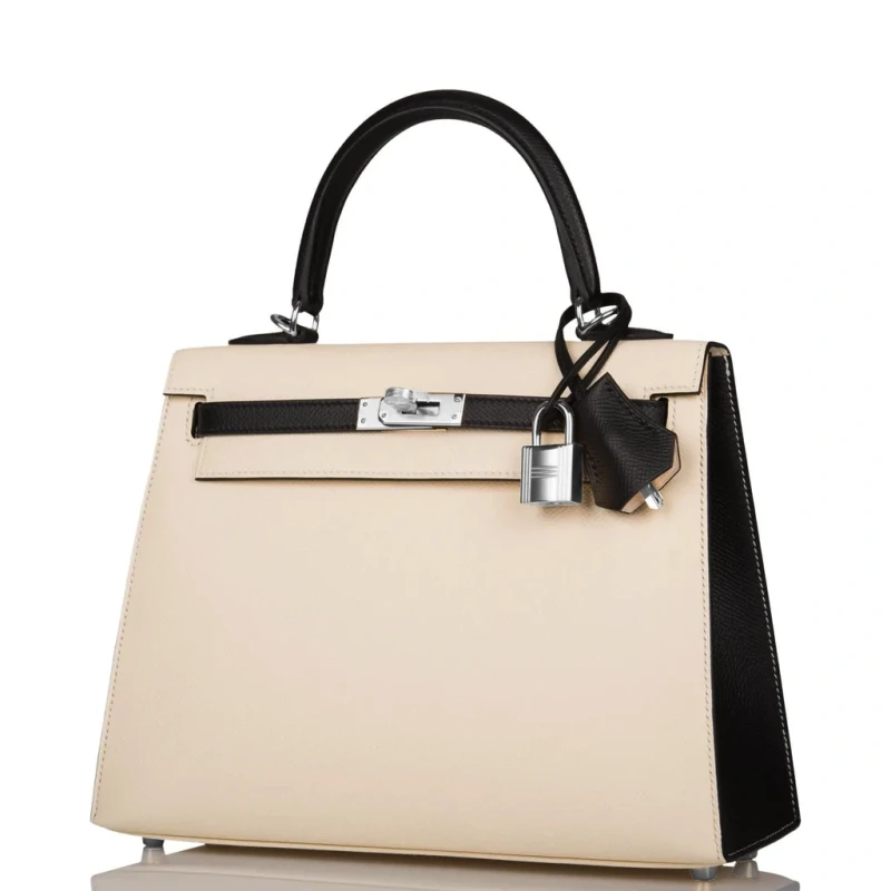 Hermès KELLY 25 SELLIER EPSOM HSS CRAIE/NOIR PBHW K25HSS 2