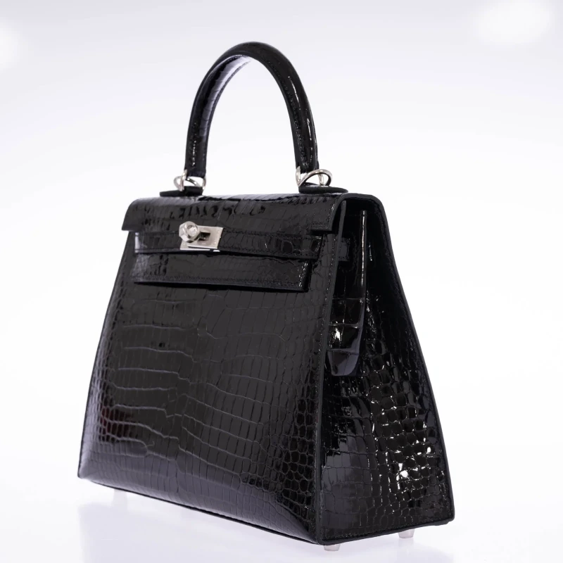 Hermès KELLY SELLIER 25 SHINY CROCODILE POROSUS NOIR PHW K25AN 4