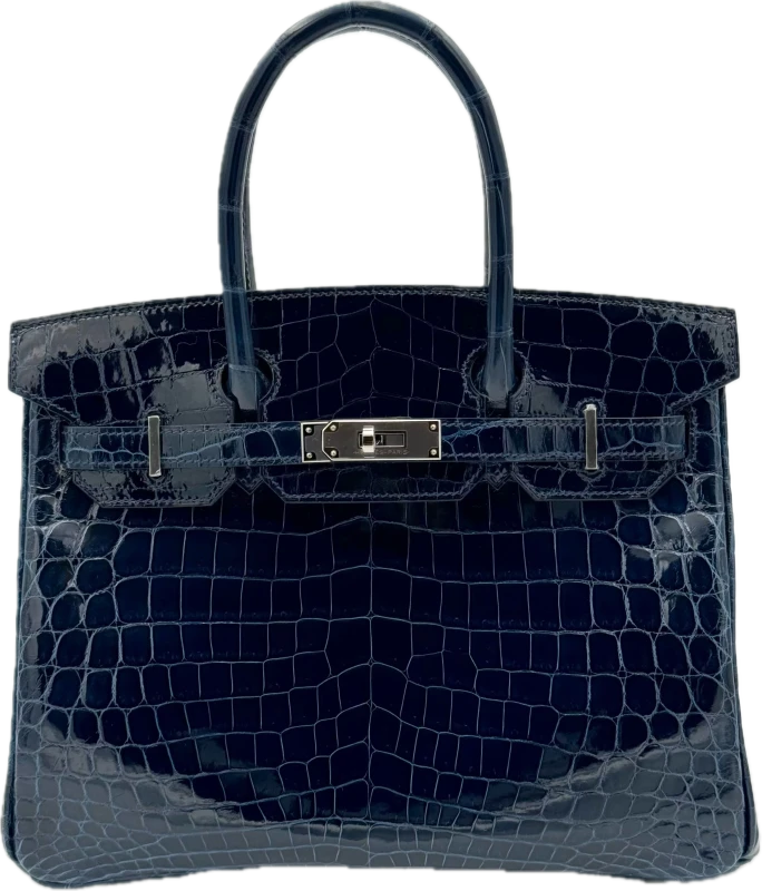 Hermès BIRKIN 30 CROCODILE SHINY BLEU BALTIQUE PHW B30 1