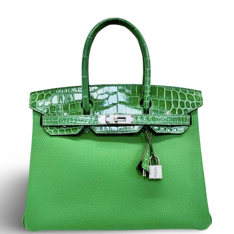 BIRKIN 30 TOUCH CROCODILE SHINY / VEAU TOGO BAMBOU PHW