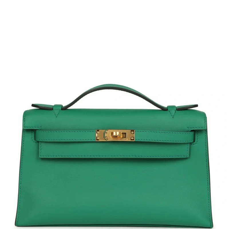KELLY POCHETTE VEAU SWIFT VERT MOYEN GHW